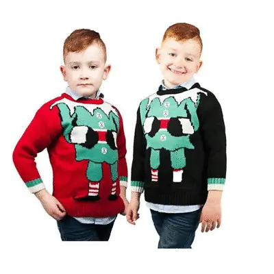 Buy Christmas Jumper Kids Knitted Xmas Retro Thick Sweater Joker  • 7.99£