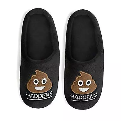 Buy Mens Shit-Happens Novelty Mule Slippers Shoe Sizes 7-12 Emoji Poo Fun Gift • 9.95£