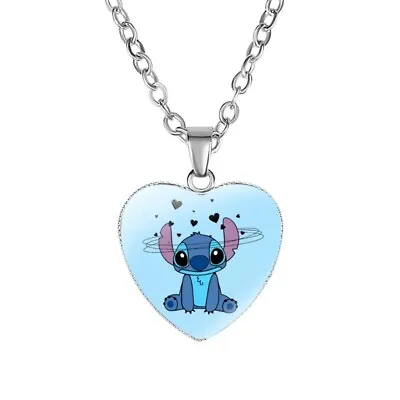 Buy Lilo & And Stitch Necklace Heart Pendant Charm Jewellery Chain G • 5.99£