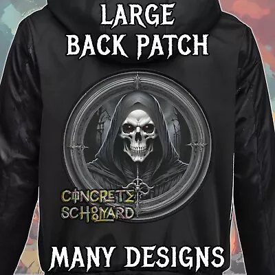 Buy Gothic Grim Reaper Large Iron On Jacket Backpatch Skeleton Skull Metal Patch 666 • 14.25£