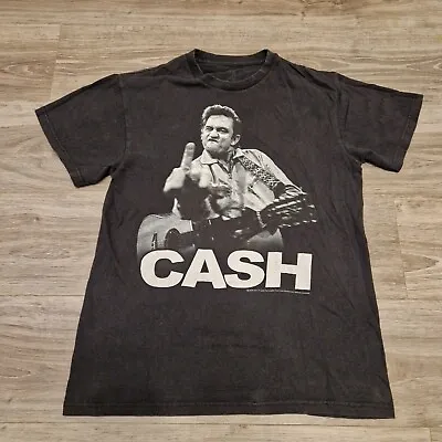 Buy Johnny Cash Vintage 2009 T-shirt Size Medium Black Middle Finger Zion Roots Wear • 18£