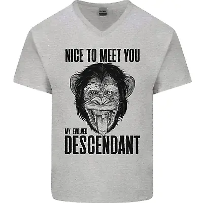 Buy Chimp Evolved Descendant Funny Monkey Ape Mens V-Neck Cotton T-Shirt • 11.49£