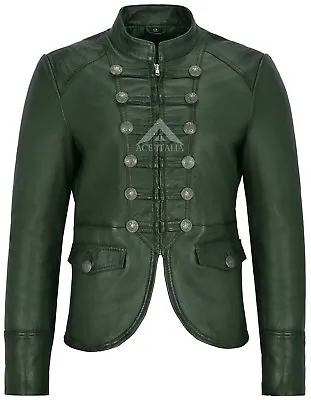 Buy Ladies Leather Jacket Green Victory Military Parade Style Real Lambskin 8976 • 95.80£