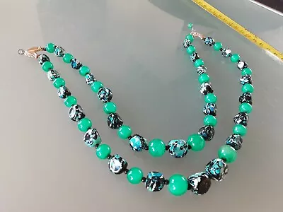 Buy Vintage Necklace Blue Plastic Beads Rockabilly Retro Kitsch Costume Jewellery Af • 7.99£
