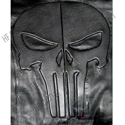 Buy New Devil Embossed Skull Batman Style Black Skin Leather Shield Men's Jacket • 153.71£