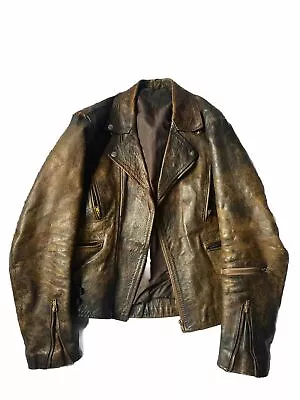 Buy Vintage Brown Worn In Leather Jacket • 15£
