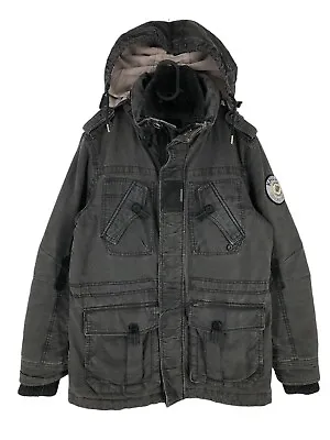 Buy KHUJO Men STAI Hooded Overcoat Jacket Coat Size M • 25.49£