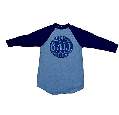 Buy Baseball Graphic T Shirt Foul Ball Area Women Small Raglan Sleeve Unisex 2 Tone • 14.47£