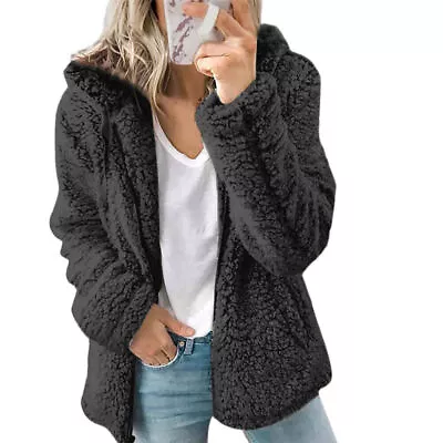 Buy Soft Warm Teddy Bear Fluffy Coat Ladies Fleece Zip Jacket Winter Outwear Womens • 15.05£