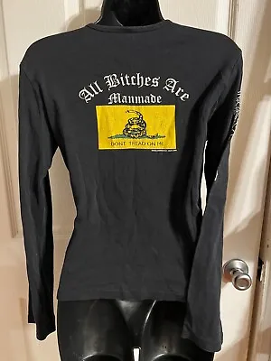 Buy Bella Vintage Motorcycles All Dont Tread On Me Long Sleeve Shirt Women’s L • 28.41£