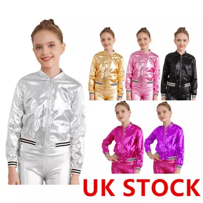 Buy UK Kids Girls Bomber Jacket Zipper Outerwear Baseball Jackets Fashion Top Outfit • 12.49£