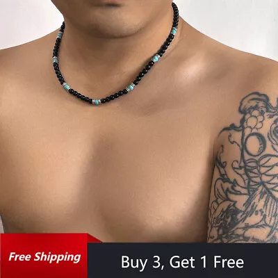 Buy Nature Stone Beaded Necklace Choker Mens Boho Bohemian Punk Jewellery Gifts • 4.99£