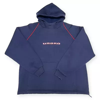 Buy Umbro Long Sleeve Pullover Hoodie Mens Navy Small Spellout Pull-string Bottom • 14£