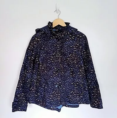 Buy White Stuff Jacket Size 10 Bird Print Cotton Canvas Blue Hood Rain Coat Spring • 24.99£