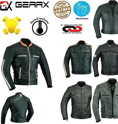 Buy GearX Motorbike Leather Jacket Motorcycle Protective Jacket Coat • 75£
