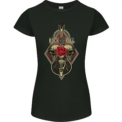 Buy Rock N Roll Guitar Skull Guitarist Electric Womens Petite Cut T-Shirt • 9.99£