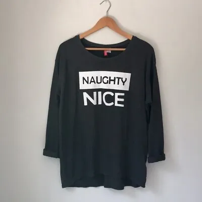 Buy H&M Grey “Naughty Nice” Oversized Christmas Jumper Size M  • 4£