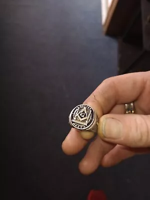 Buy Masonic Ring Master Mason Freemason Pillars Silver 925 With 24K-GoldPlated Parts • 82.04£