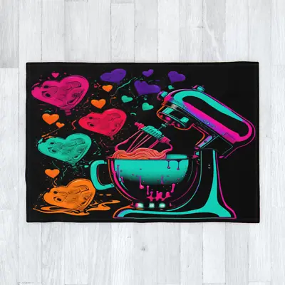 Buy Baking With Love - Blanket 120cm X 175cm, Cupcakes, Buns, Cakes, Mixing Hearts • 29.95£