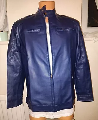 Buy Mens Faux Leather Jacket In Blue Size S Brand New. Free Postage • 22.45£