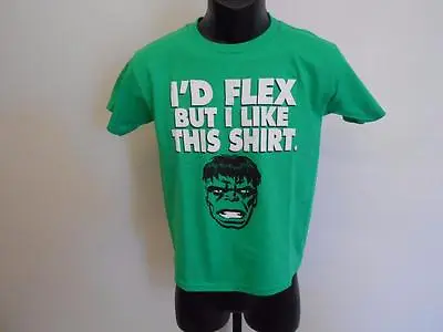 Buy New Incredible Hulk  I'd Flex But  Youth Size Xlarge L (14/16) Shirt Marvel 69qz • 2.38£