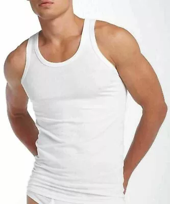 Buy Men's Vests Sleeveless Plain Summer Tank Top Gym 100% Cotton 3, 6 & 12 Packs • 7.79£