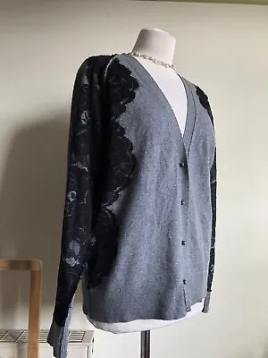 Buy LANVIN Grey Loose Fit 100% Wool/Angora Cardigan. L UK 12 14. Black Lace Couture • 59.99£