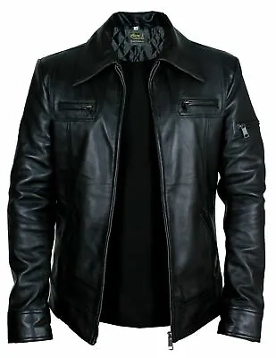 Buy Mens Real Leather Jacket Classic Vintage Style Black Biker Slim Fit Smart Casual • 64.99£