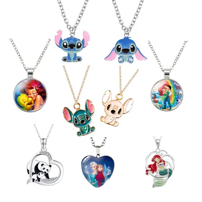 Buy Lilo & Stitch Little Mermaid Ariel Pendant Necklace Kids Girls Jewelleries UK • 6.99£