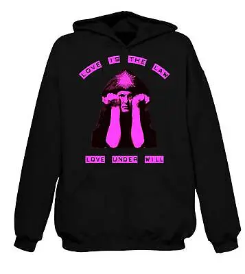 Buy ALEISTER CROWLEY LOVE IS THE LAW HOODIE - Pagan Occult Magick Satan - S To 2XL • 26.95£
