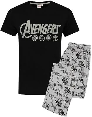 Buy The Avengers Mens Pyjamas Logo Marvel Lounge Pants & T-Shirt Set • 19.99£