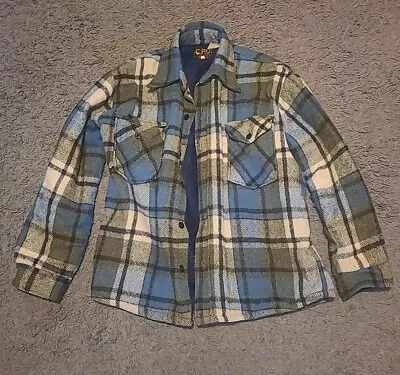 Buy Vintage C.P.O. Wool, Button Jacket L CPO Lined Plaid Multicoloured MADE In Korea • 29.99£