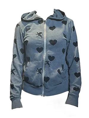 Buy VTG Y2K 2000s Gray Black Heart Griffyn Emo Scene AltGoth Zip Hoodie Sweatshirt S • 18.89£