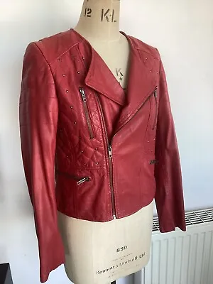 Buy ZARA Dark Red Leather Jacket Size L • 39.99£