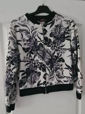 Buy Womens White & Black Floral Jacket Size M/L Lmp22 • 18.77£