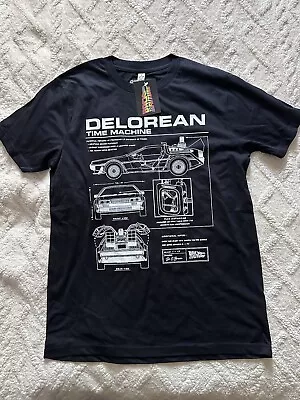 Buy Back To The Future Delorean Official Mens T-Shirt Black Size S New • 12.99£