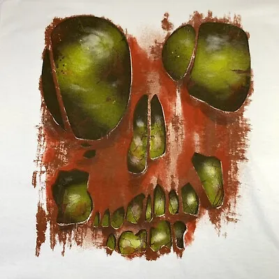 Buy Zombie Skull T Shirt Mens White Size L Halloween + Free Temporary Tattoos VGC • 6.99£