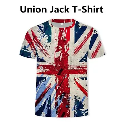 Buy Flag Tshirt Short Sleeve Union Jack T-Shirt Unisex Crew Neck Queen Elizabeth • 6.18£