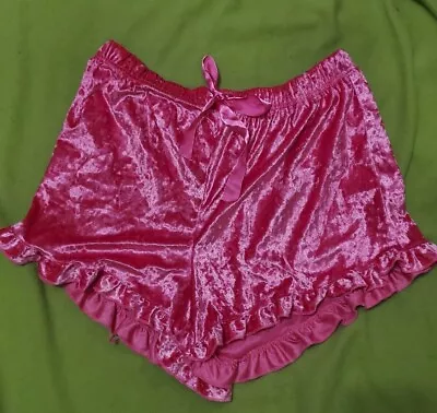 Buy BOBBIE BROOKS Y2k 2000s Trashy Girly Velour Pink Ruffle Pj Shorts XL  • 9.64£