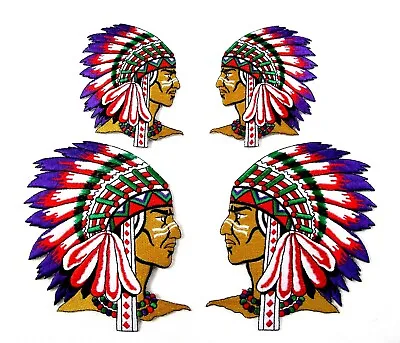 Buy American Indian Chief Right Or Left  Embroidered Iron On Sew On Patch Badge • 2.75£
