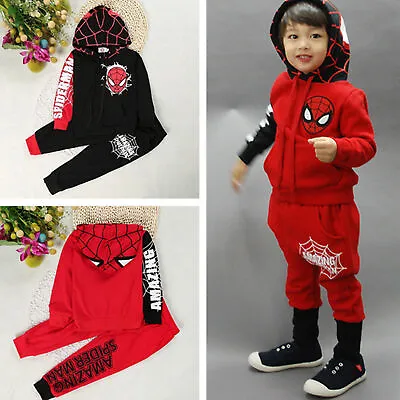 Buy Kid Boys Baby Spider-man Tracksuit Hoodies Sweatshirts Pants Clothes Outfit Sets • 9.19£