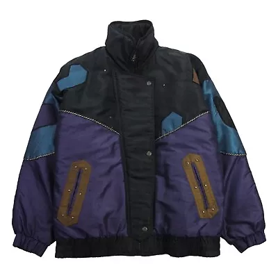 Buy Emos Vintage Ski Jacket Womens Large L Black Purple 80s Padded Fancy Dress Coat • 19.95£