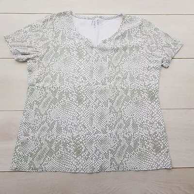 Buy BONMARCHE T-Shirt Top Size 16 Khki Snake Skin Stretch Cotton Cap Sleeve Summe • 8.96£