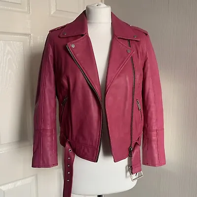 Buy River Island Pink Real Leather Jacket Size 10 • 63.99£