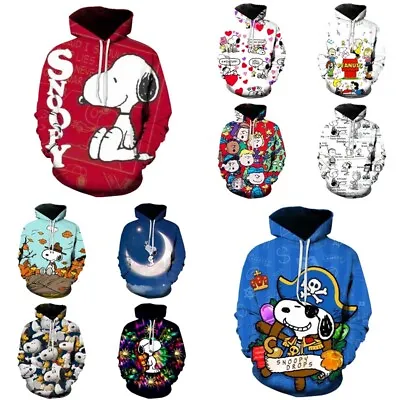 Buy Unisex Snoopy Cartoon Hoodies Sweatshirt Pullover Hooded Top Jumper Xmas Gift UK • 19.15£