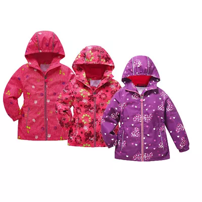 Buy Girls Waterproof Hooded Fleece Kids School Lined Warm Jacket Ages 3 To 10 • 15.79£