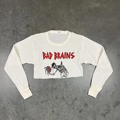 Buy Bad Brains Waffle T Shirt Womens Medium White Chopped 80s Distressed Long Sleeve • 47.24£