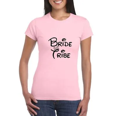 Buy T-Shirt Bride Tribe Hen Do Marriage Wedding Gift Printed Womens Short Sleeve Tee • 14.95£