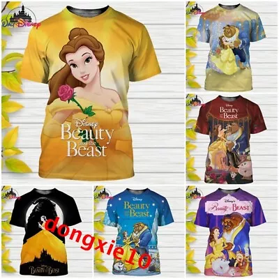 Buy Womens Girls  Beauty And The Beast T-shirt Casual Short Sleeve Tee Tops Pullover • 6.59£