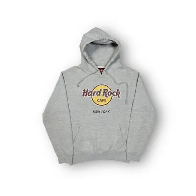 Buy Hard Rock Cafe New York Marl Grey Big Graphic Pullover Hoodie Size Medium • 14.40£
